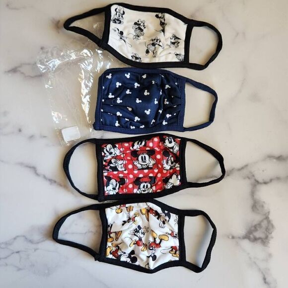 Disney Mickey Minnie mouse masks kids New 4 piece bundle polka dot - Picture 1 of 6
